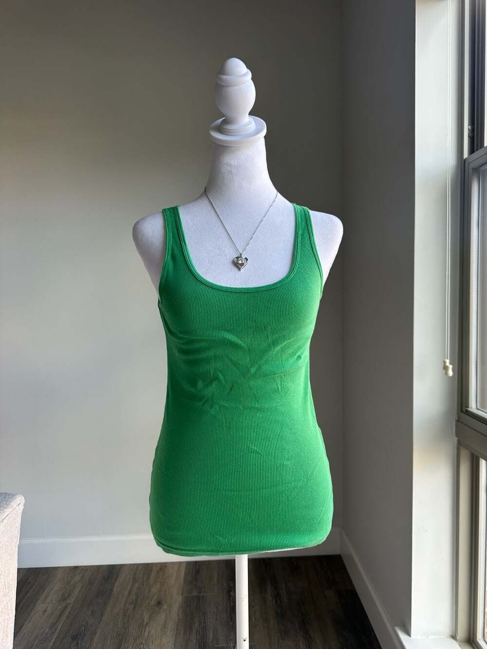Gap Green Ribbed Scoop Neck Tank Top Size S Vintage 2010